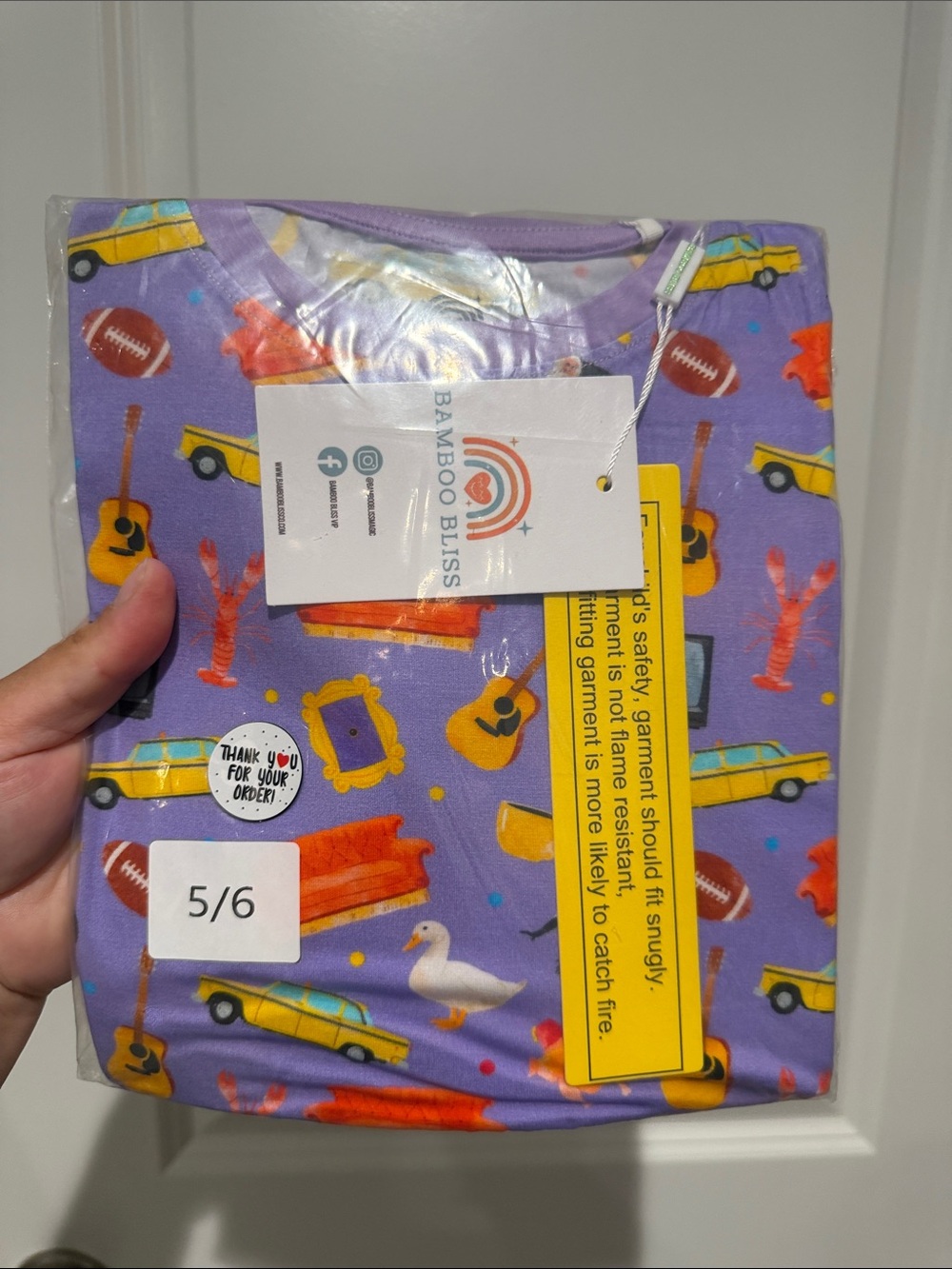 Bamboo Bliss Kids bamboo FRIENDS Pajama set size 5/6 NWT